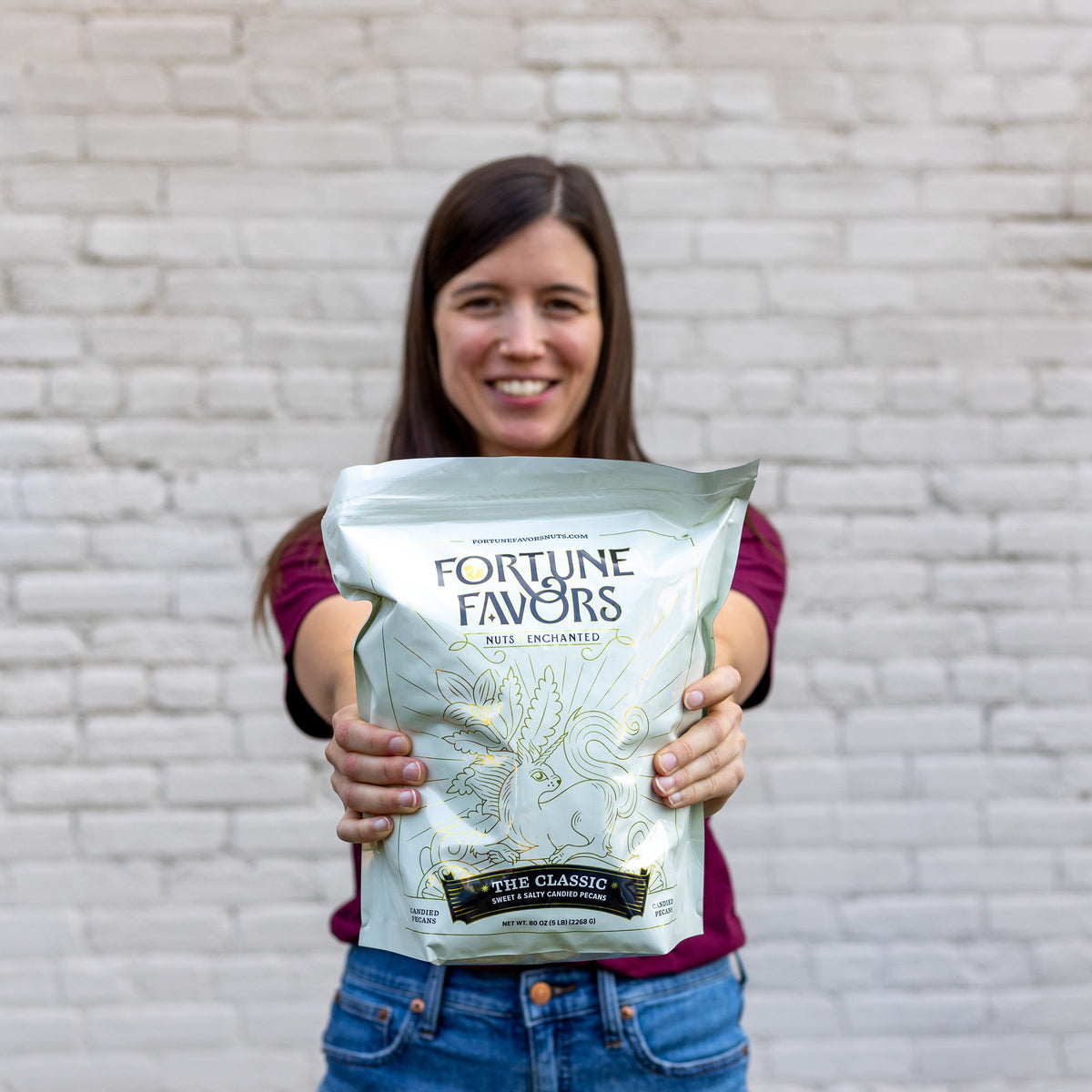 Person holding 5lb Bulk Bag of Fortune Favors The Classic