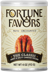 The Classic Candied Pecans 4oz white and gold can