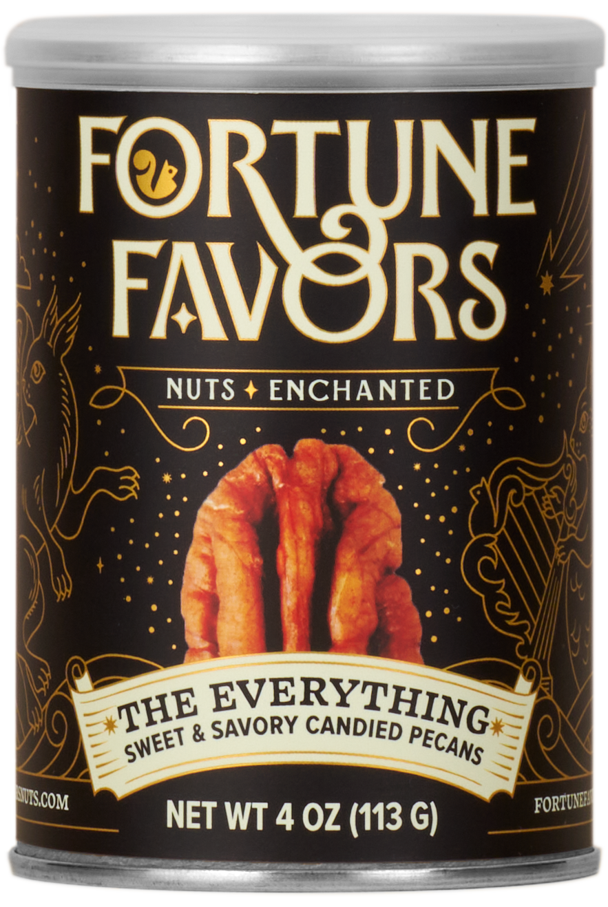 Fortune Favors The Everything Candied Pecans in 4oz can